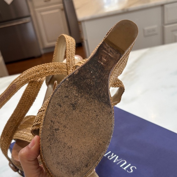 Stuart Weitzman Brown Woven Wedge Sandals - Picture 4 of 6